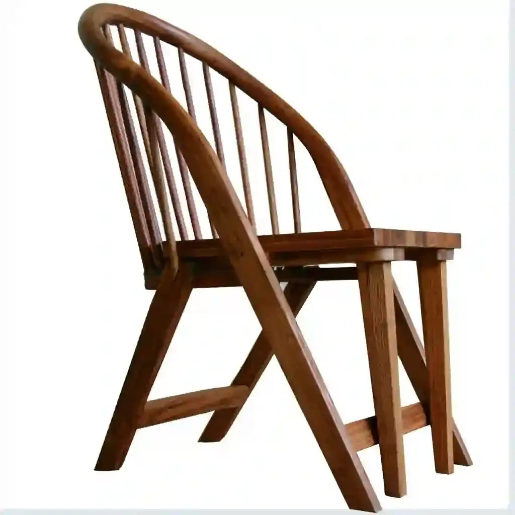 Silla con respaldo curvo de barrotes - marrón