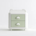 Mesita de noche con dos cajones con tiradores decorativos - verde/blanco