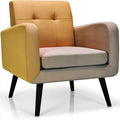 Sillón con respaldo de botones y tapizado contrastado - mostaza/gris