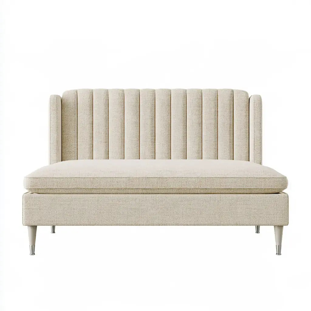 Banco con respaldo de canales verticales - beige