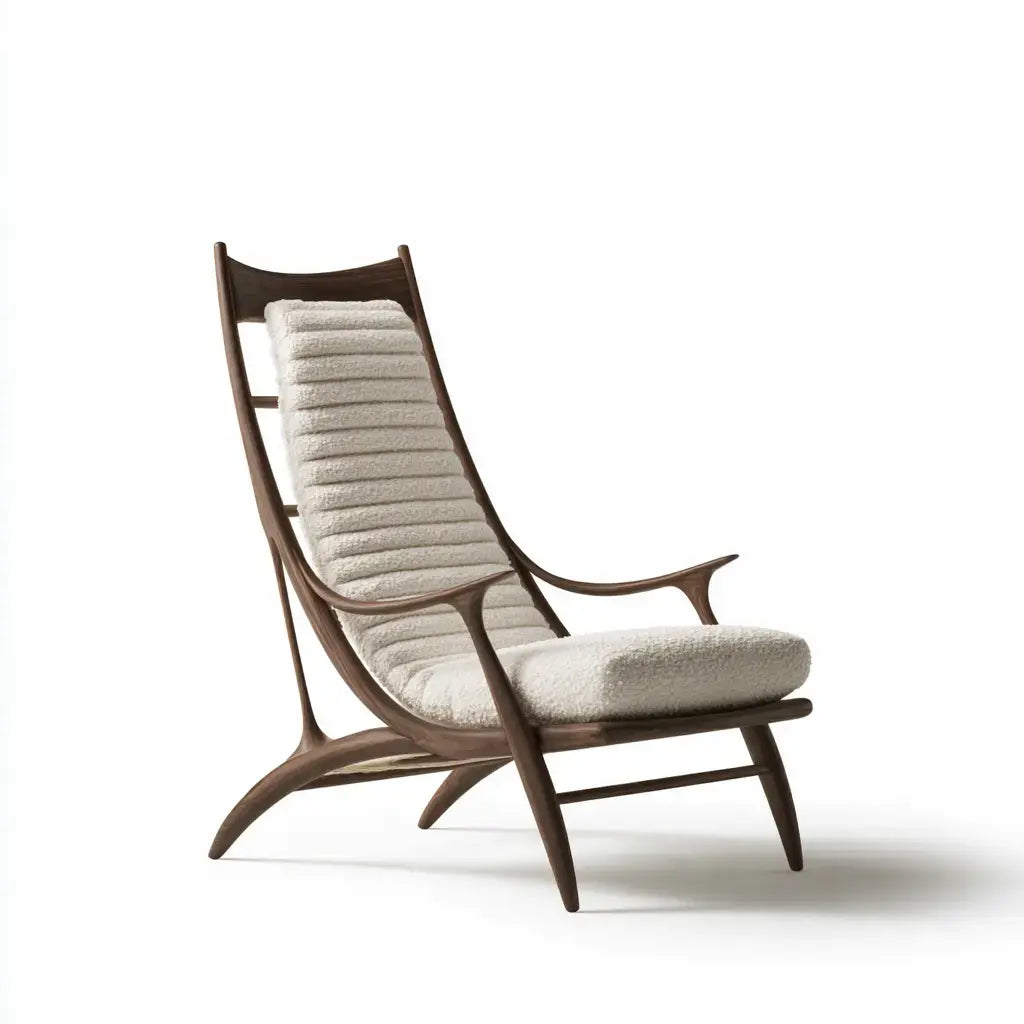 Sillón con respaldo alto de trama abierta - beige/marrón