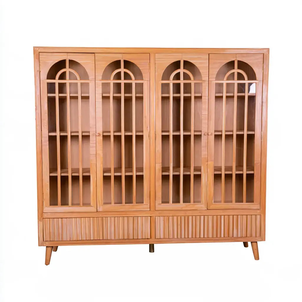 Vitrina con cuatro puertas de arcos - marrón