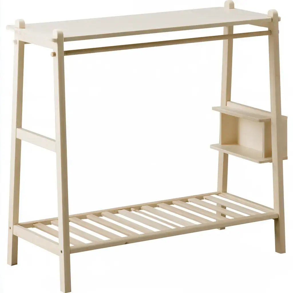Perchero con barra superior y base de listones - beige