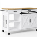 Isla de cocina con puertas cruzadas y estantes laterales - blanco/beige