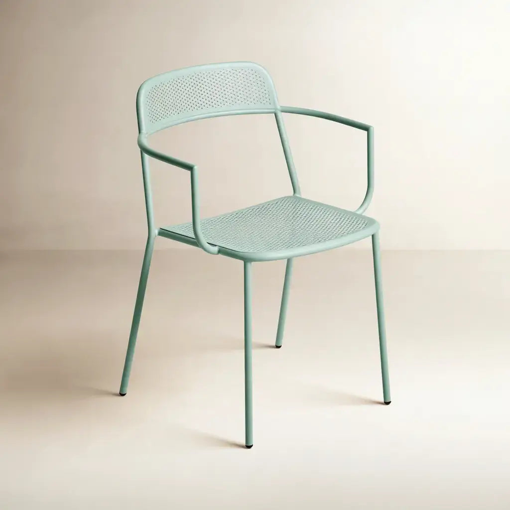 Silla con brazos rectos y patas finas - verde