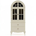 Vitrina con remate arqueado y cajones bajos - beige