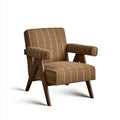 Sillón con tapizado de cuadros y brazos abiertos - marrón