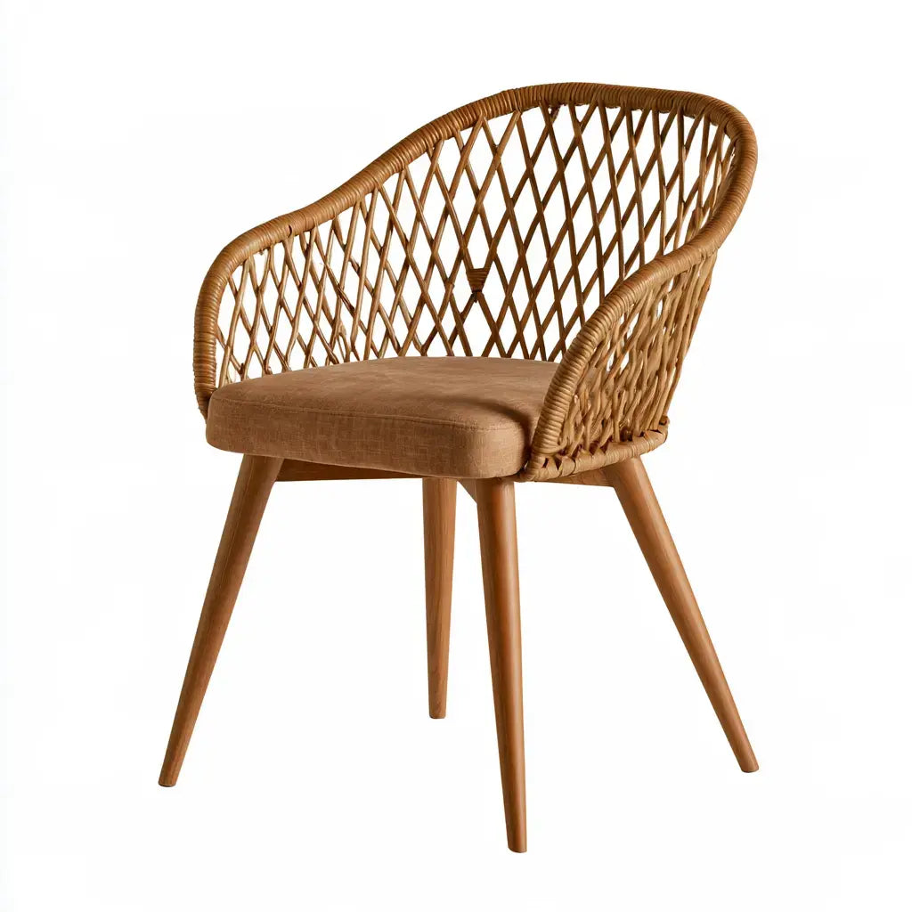 Silla con respaldo envolvente entrelazado - marrón